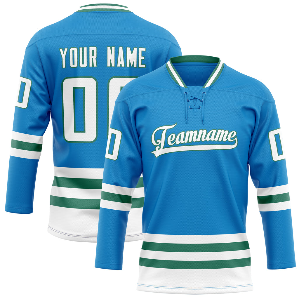 Personalized Blue & Kelly Green Solid Colour Hockey Jersey