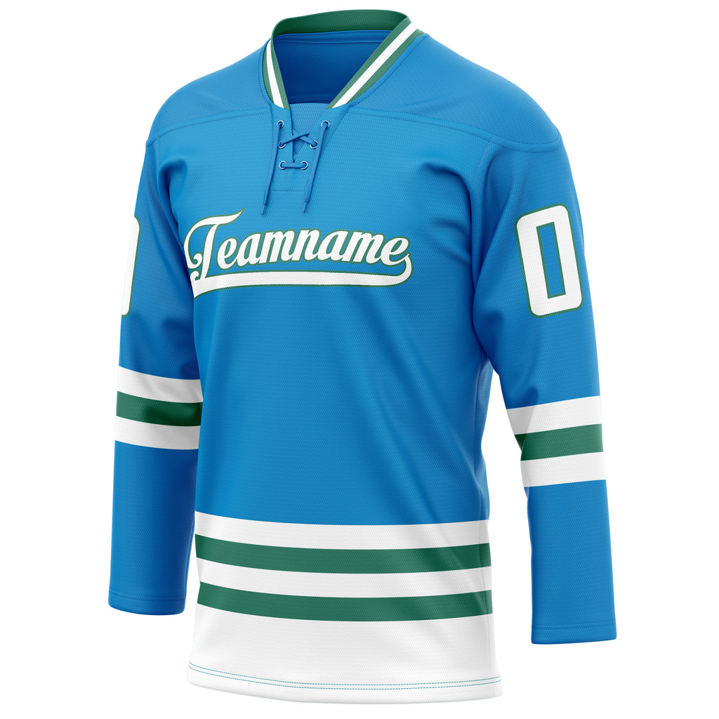 Personalized Blue & Kelly Green Solid Colour Hockey Jersey