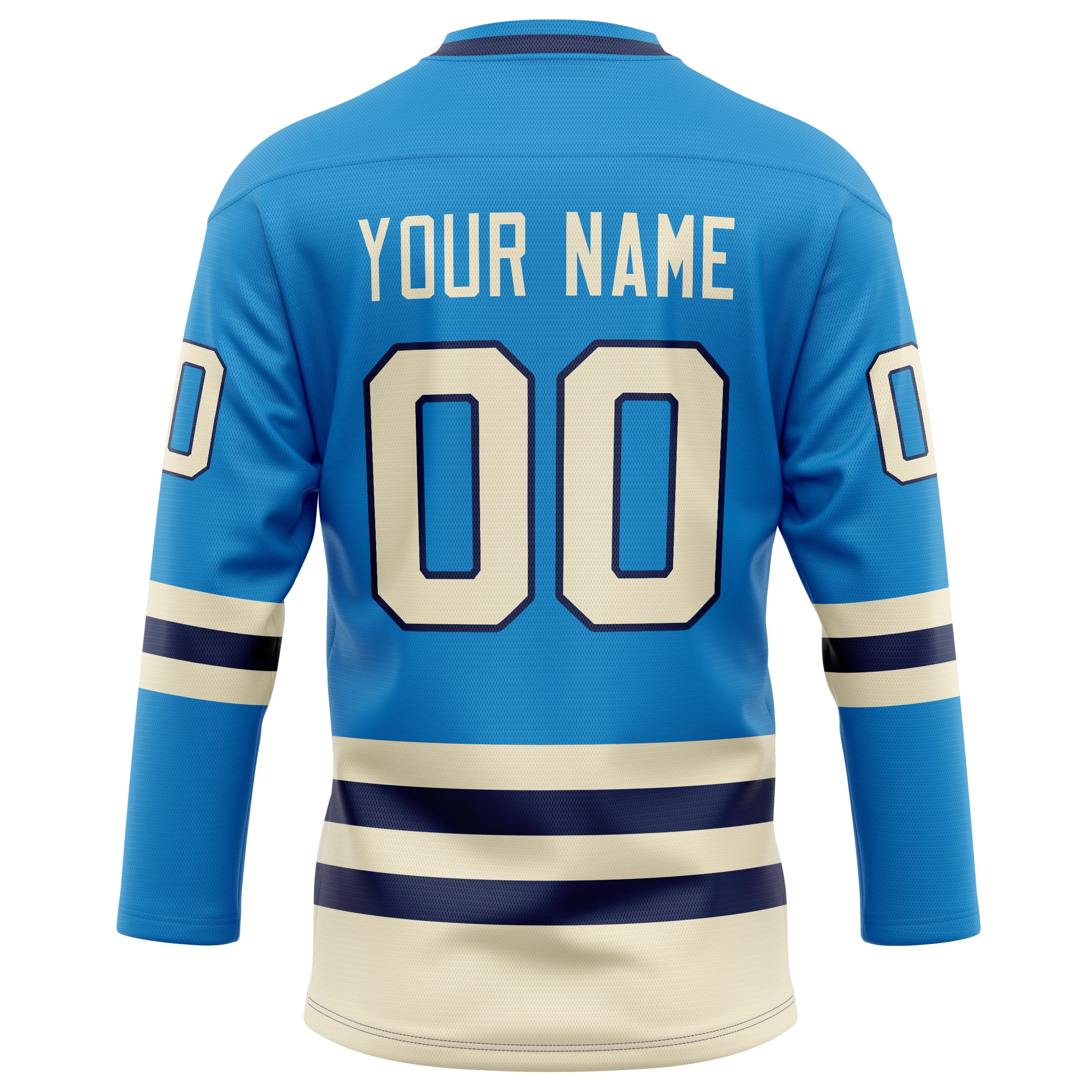 Personalized Blue & Cream Solid Colour Hockey Jersey