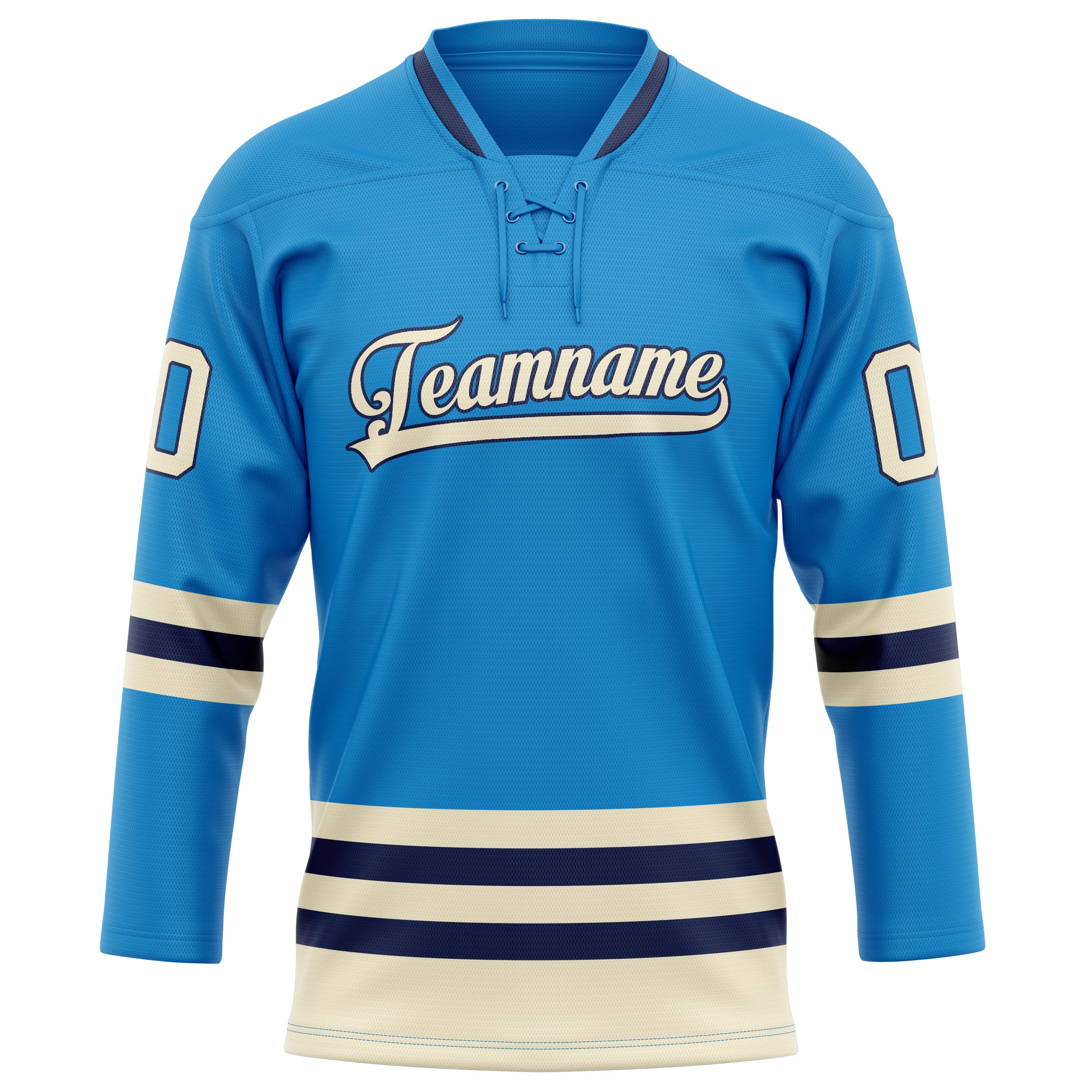Personalized Blue & Cream Solid Colour Hockey Jersey