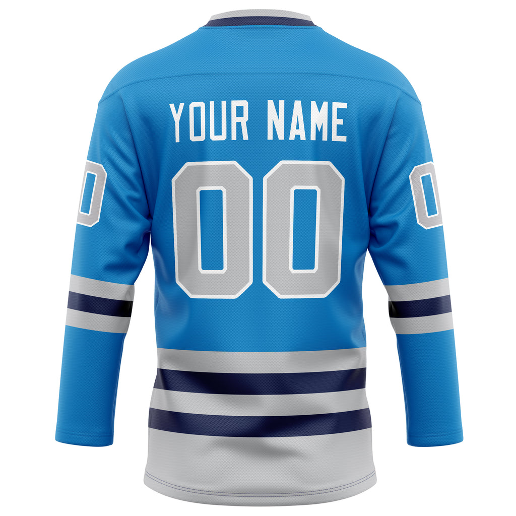 Personalized Blue & Gray Solid Colour Hockey Jersey