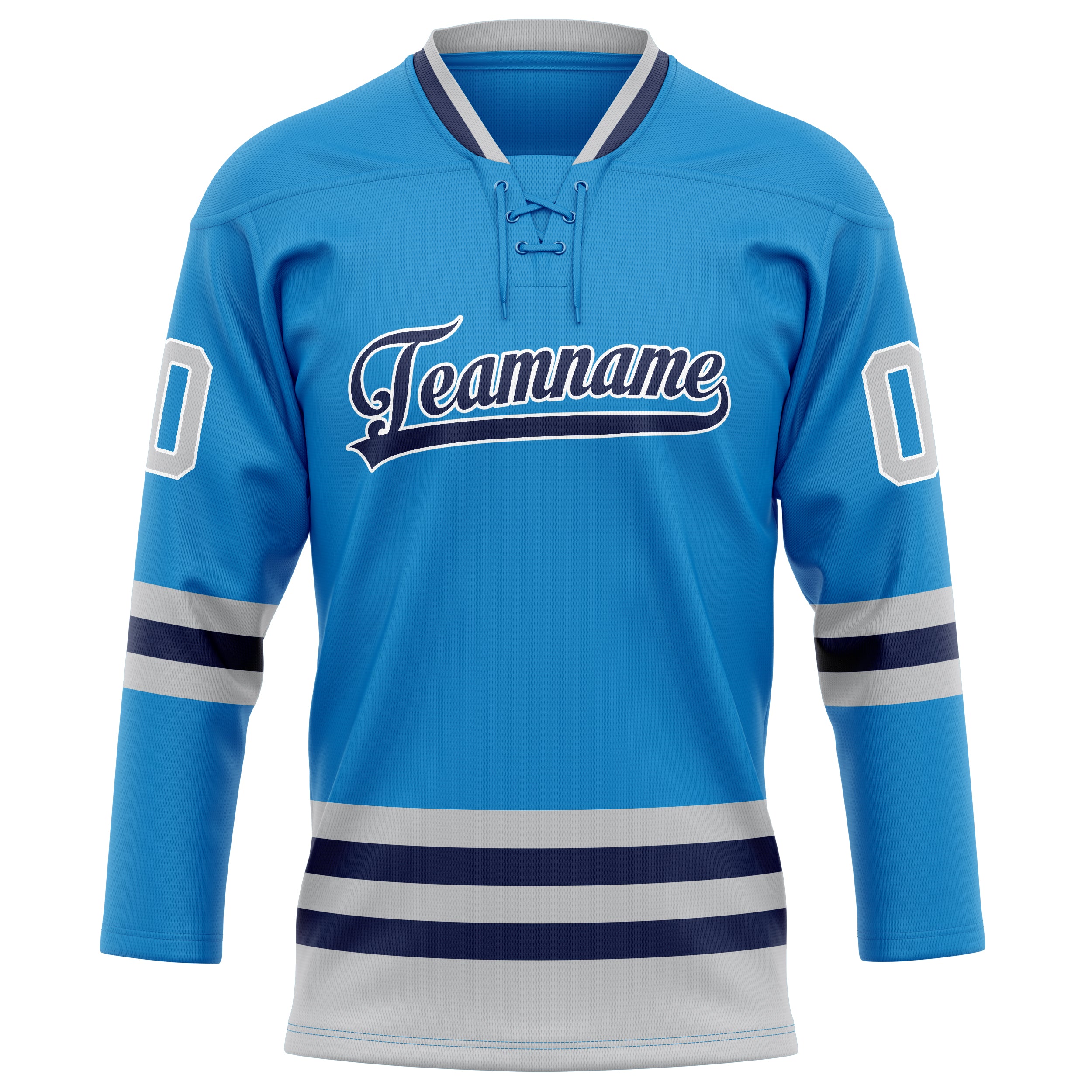 Personalized Blue & Gray Solid Colour Hockey Jersey