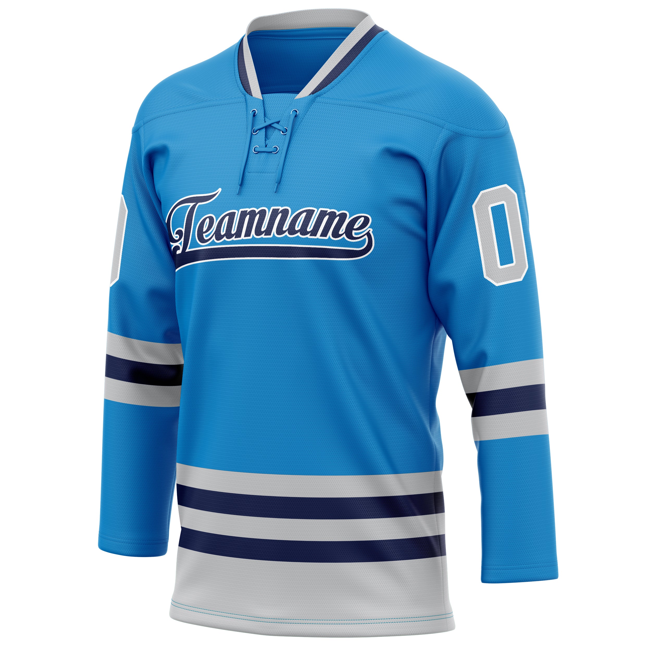 Personalized Blue & Gray Solid Colour Hockey Jersey