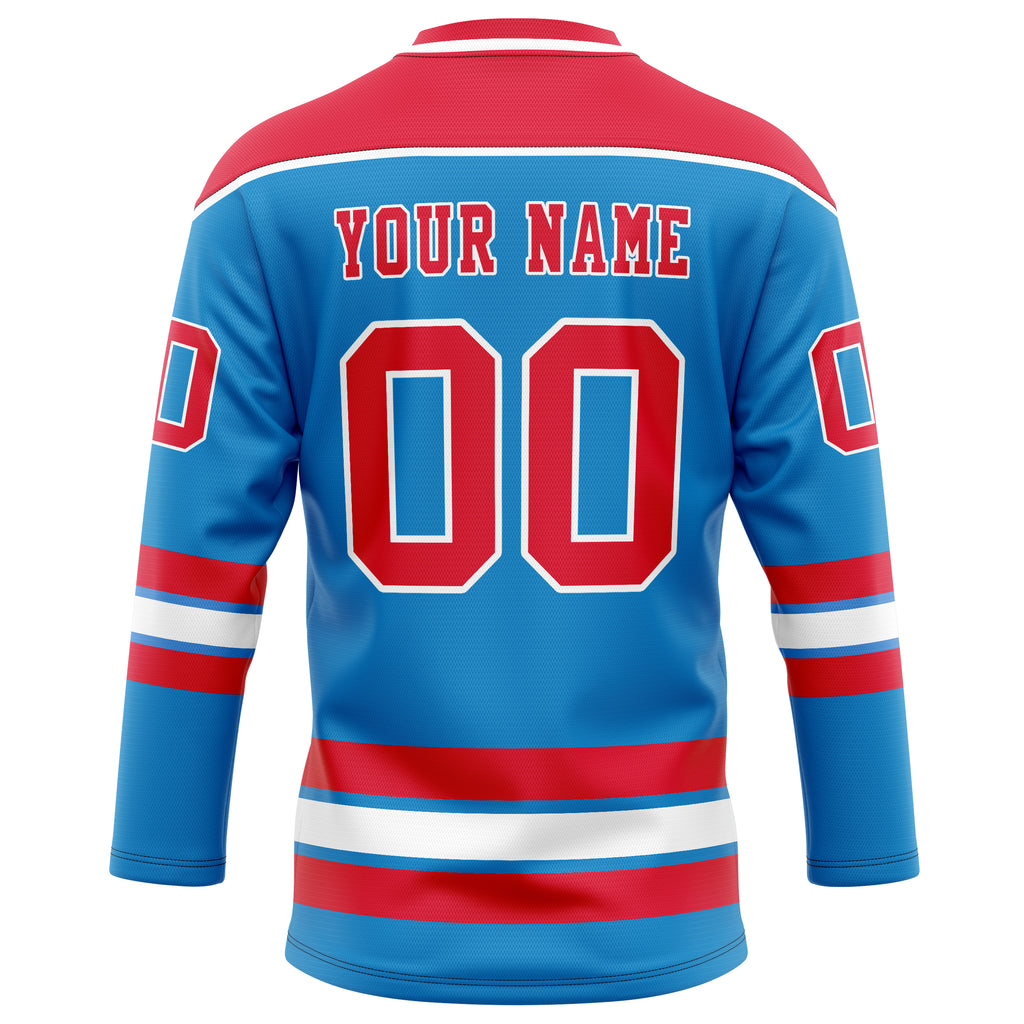 Personalized Blue & Red Solid Colour Hockey Jersey