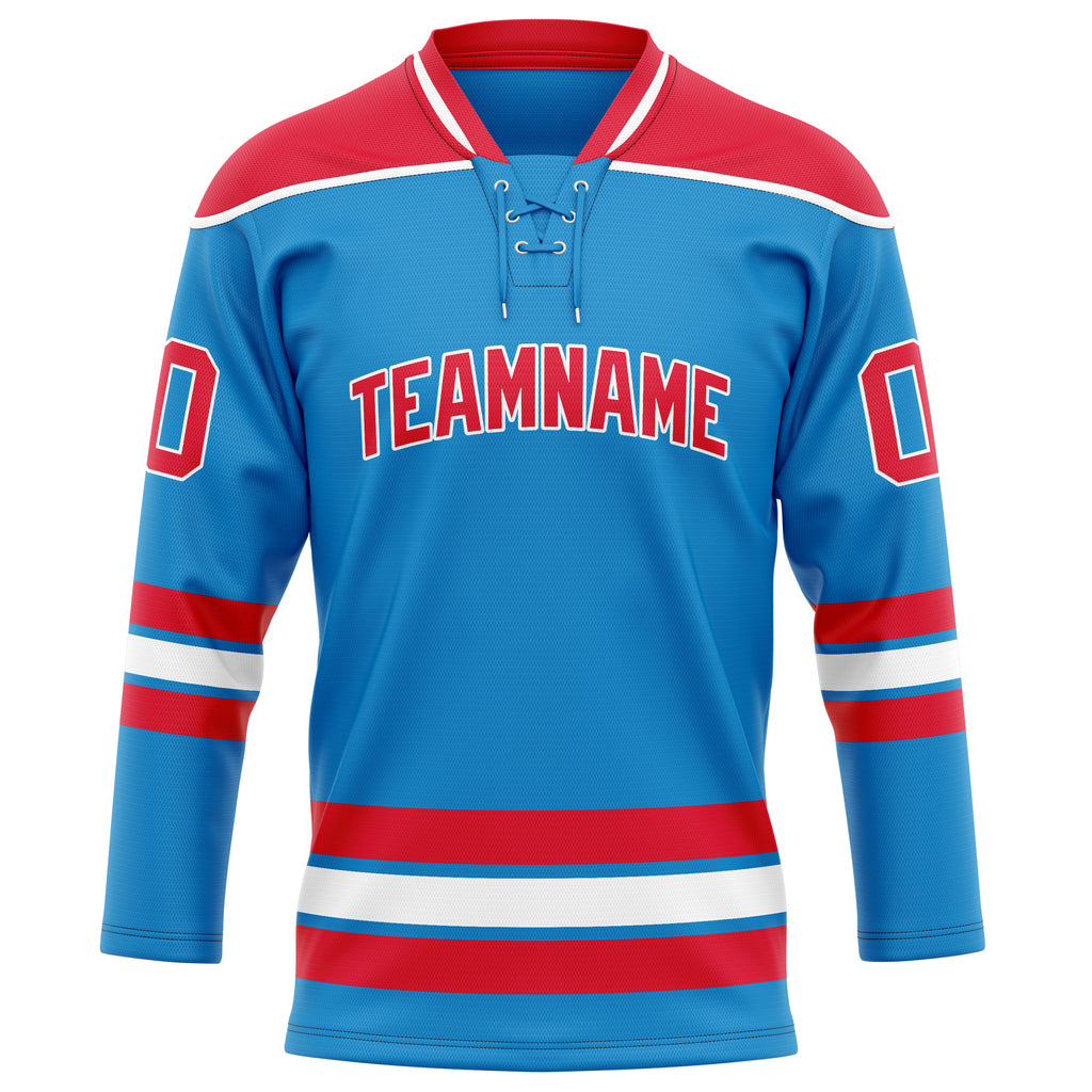 Personalized Blue & Red Solid Colour Hockey Jersey