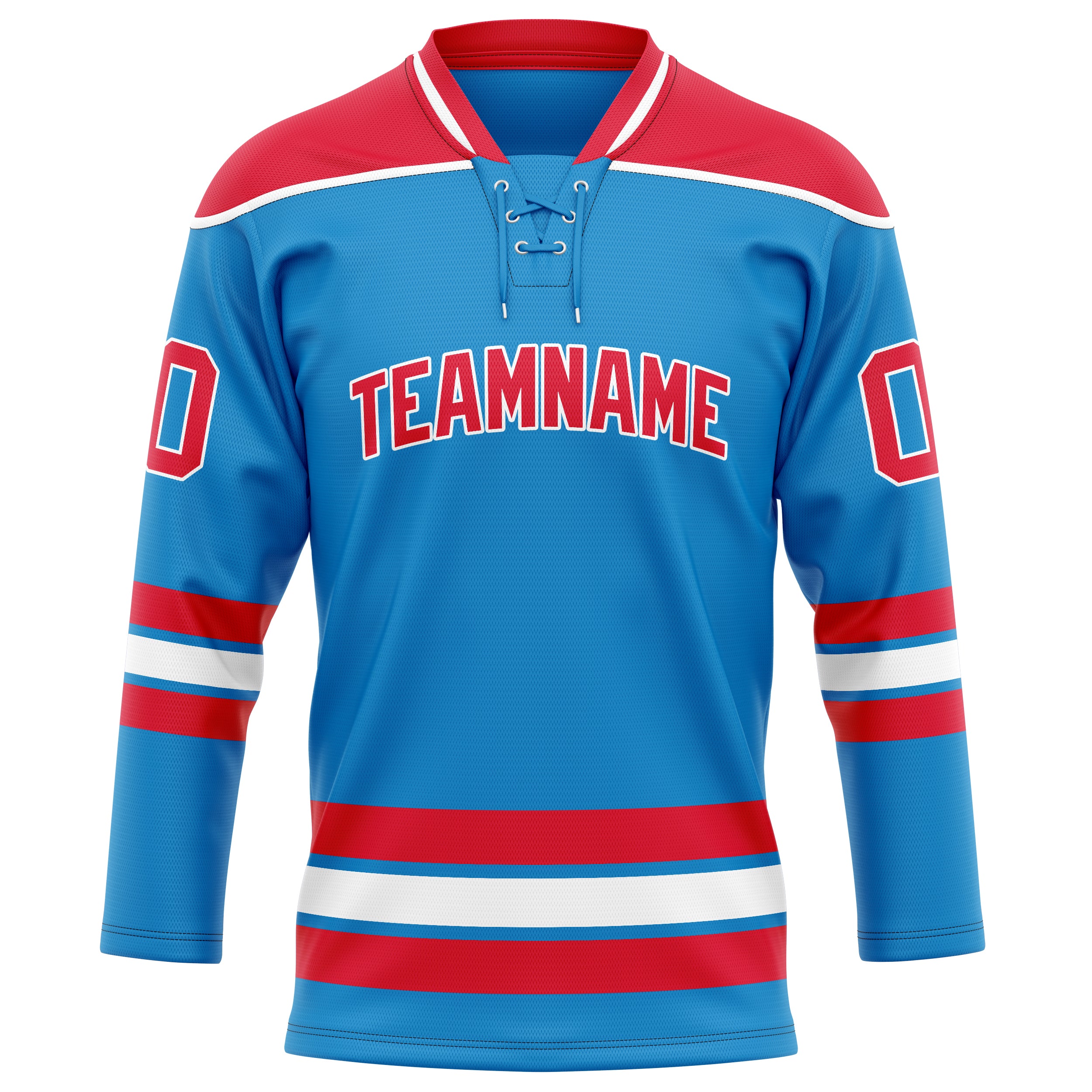 Personalized Blue & Red Solid Colour Hockey Jersey