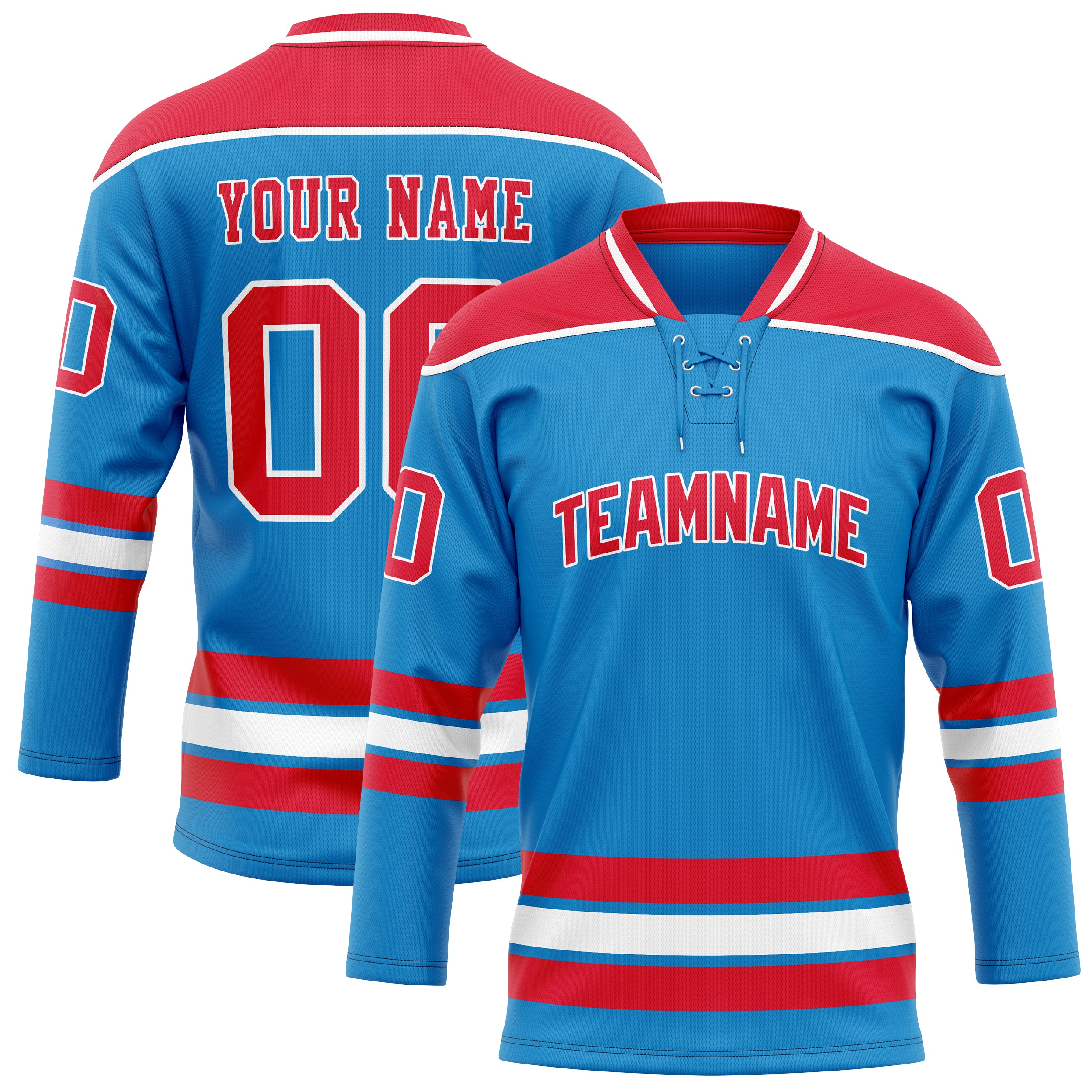 Personalized Blue & Red Solid Colour Hockey Jersey