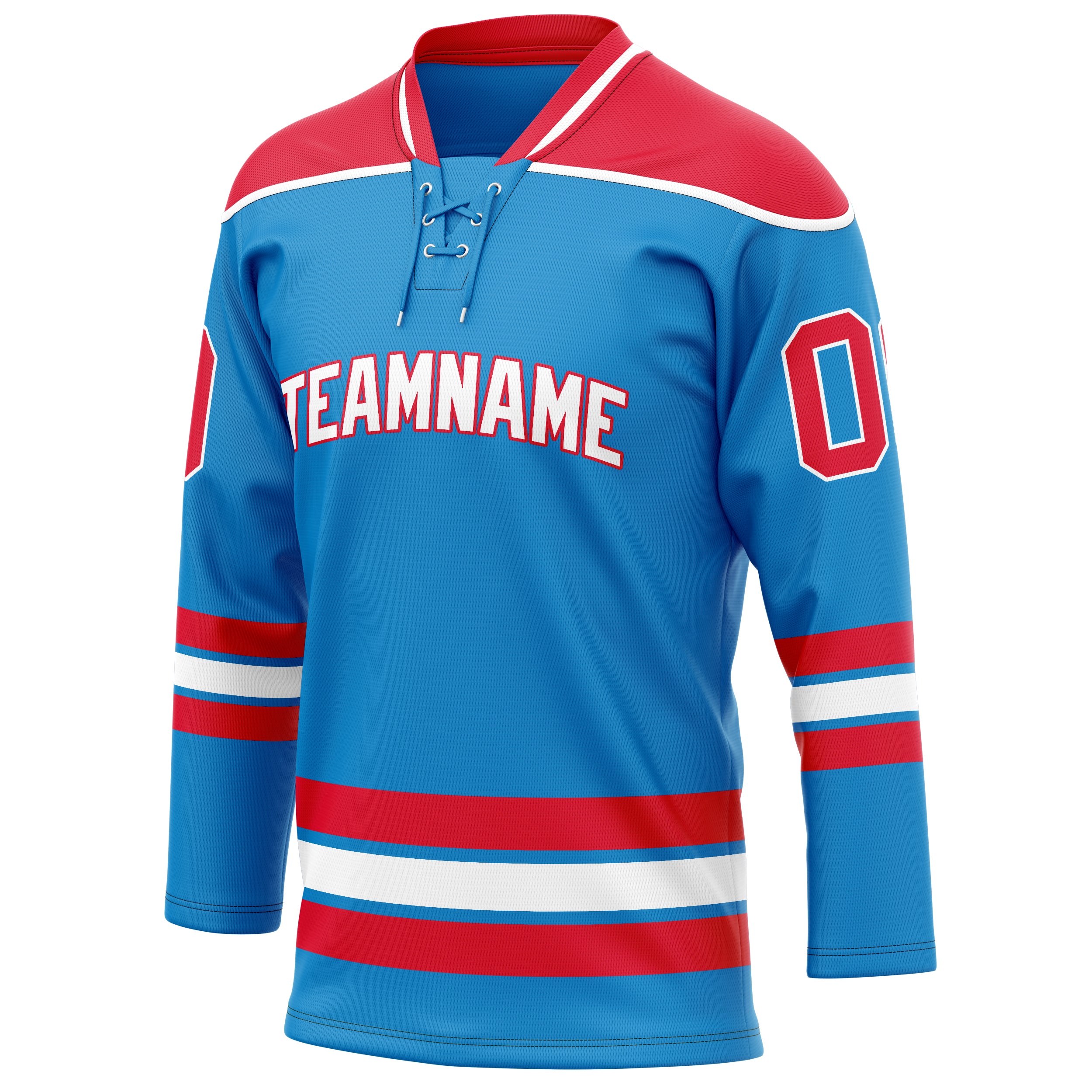 Personalized Blue & Red Solid Colour Hockey Jersey