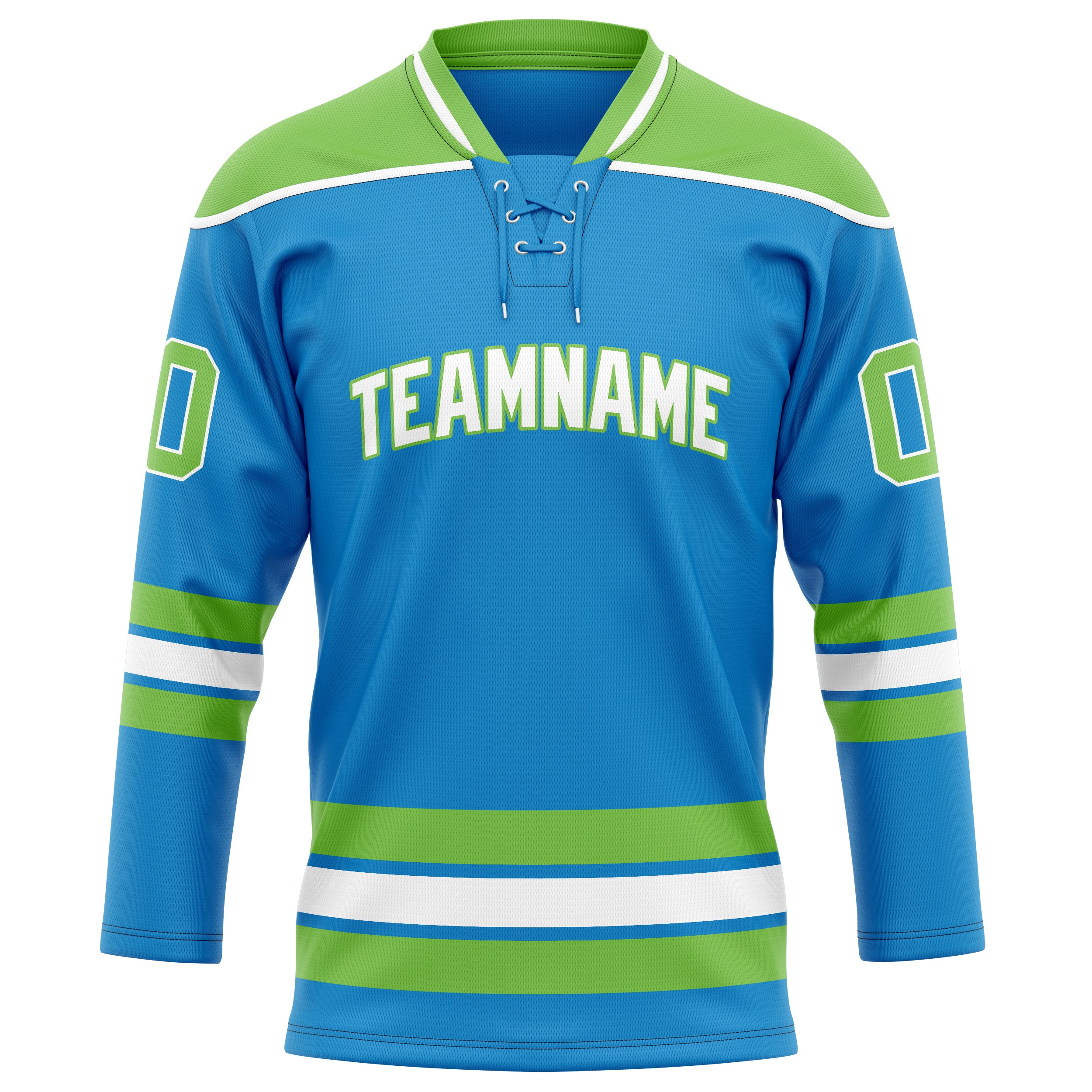 Personalized Blue & Neon Green Solid Colour Hockey Jersey