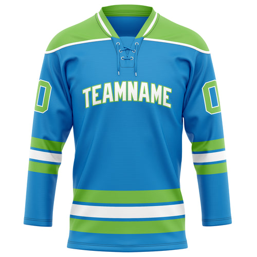 Personalized Blue & Neon Green Solid Colour Hockey Jersey