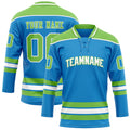 Personalized Blue & Neon Green Solid Colour Hockey Jersey