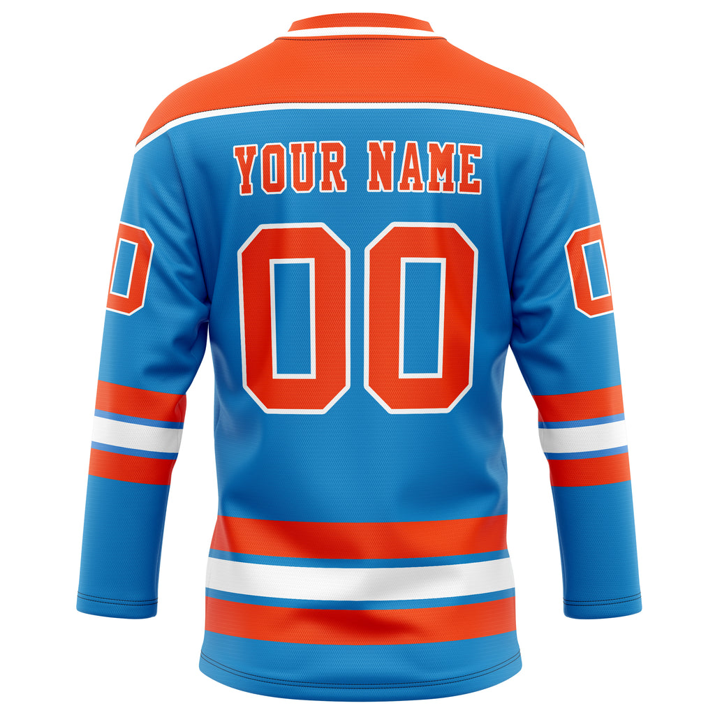 Personalized Blue & Orange Solid Colour Hockey Jersey