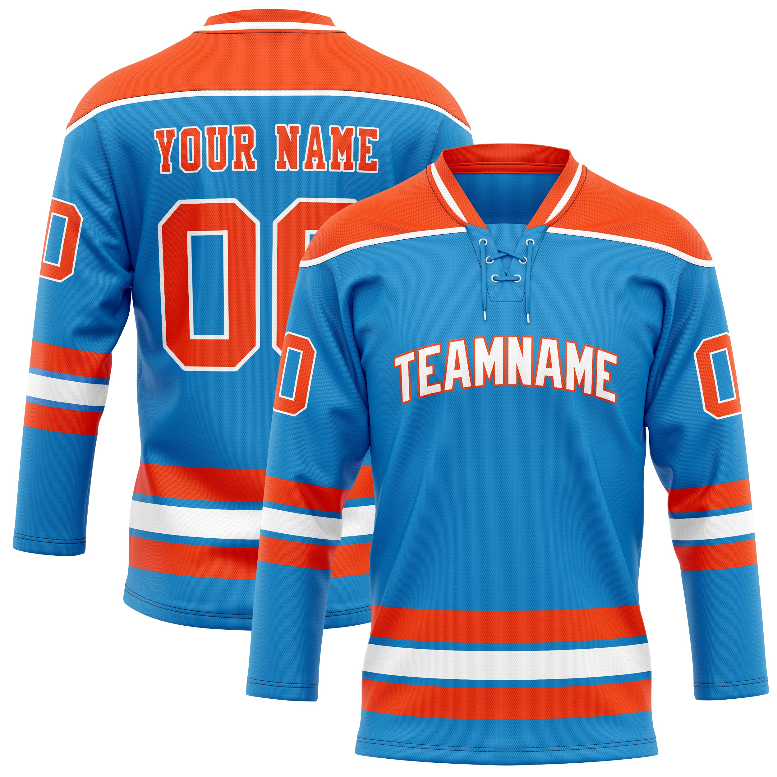 Personalized Blue & Orange Solid Colour Hockey Jersey
