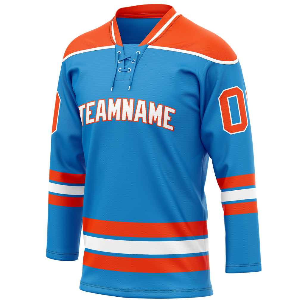 Personalized Blue & Orange Solid Colour Hockey Jersey