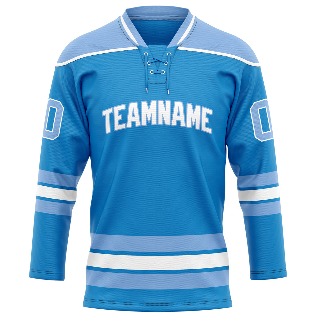 Personalized Blue & Light Blue Solid Colour Hockey Jersey