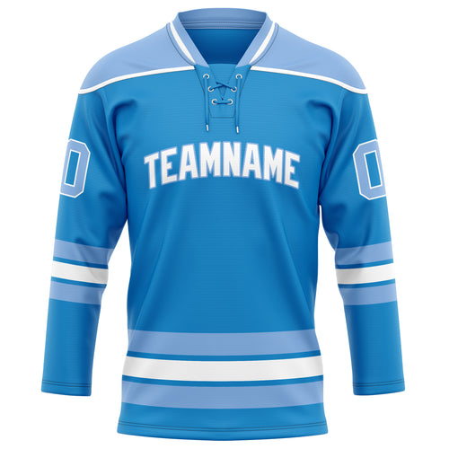 Personalized Blue & Light Blue Solid Colour Hockey Jersey