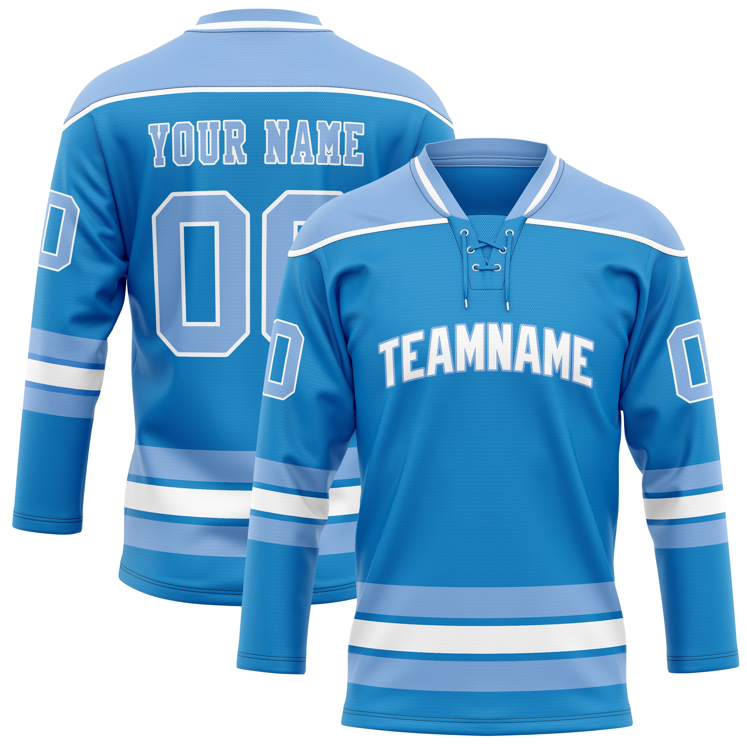 Personalized Blue & Light Blue Solid Colour Hockey Jersey