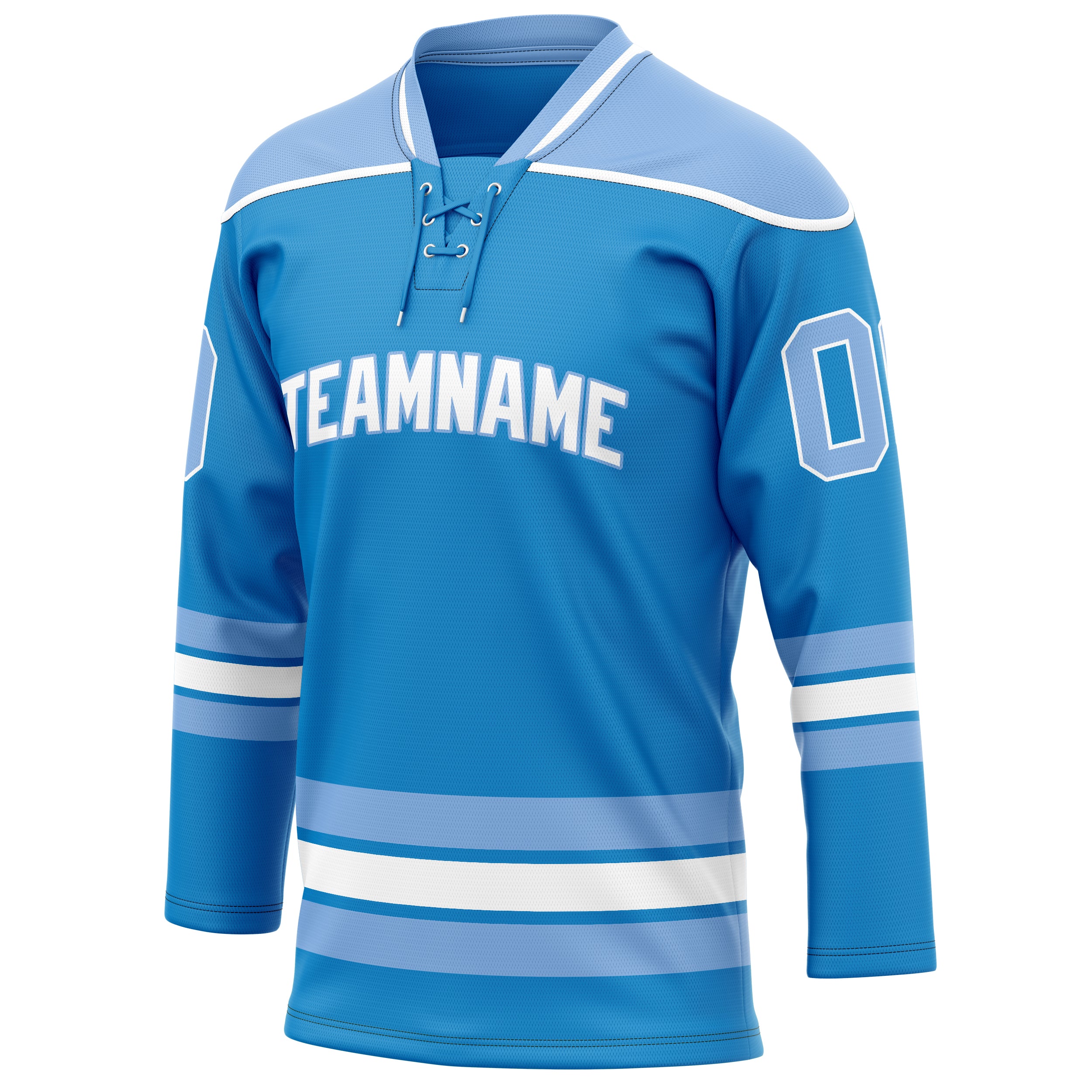 Personalized Blue & Light Blue Solid Colour Hockey Jersey