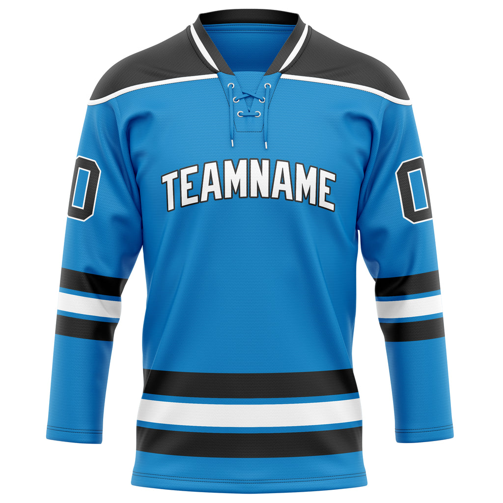 Personalized Blue & Black Solid Colour Hockey Jersey