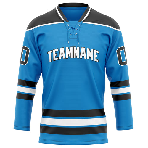 Personalized Blue & Black Solid Colour Hockey Jersey
