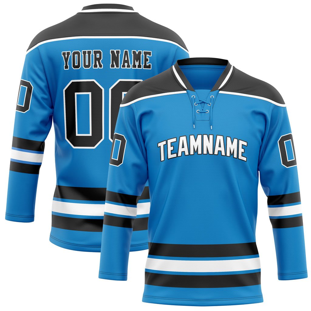 Personalized Blue & Black Solid Colour Hockey Jersey