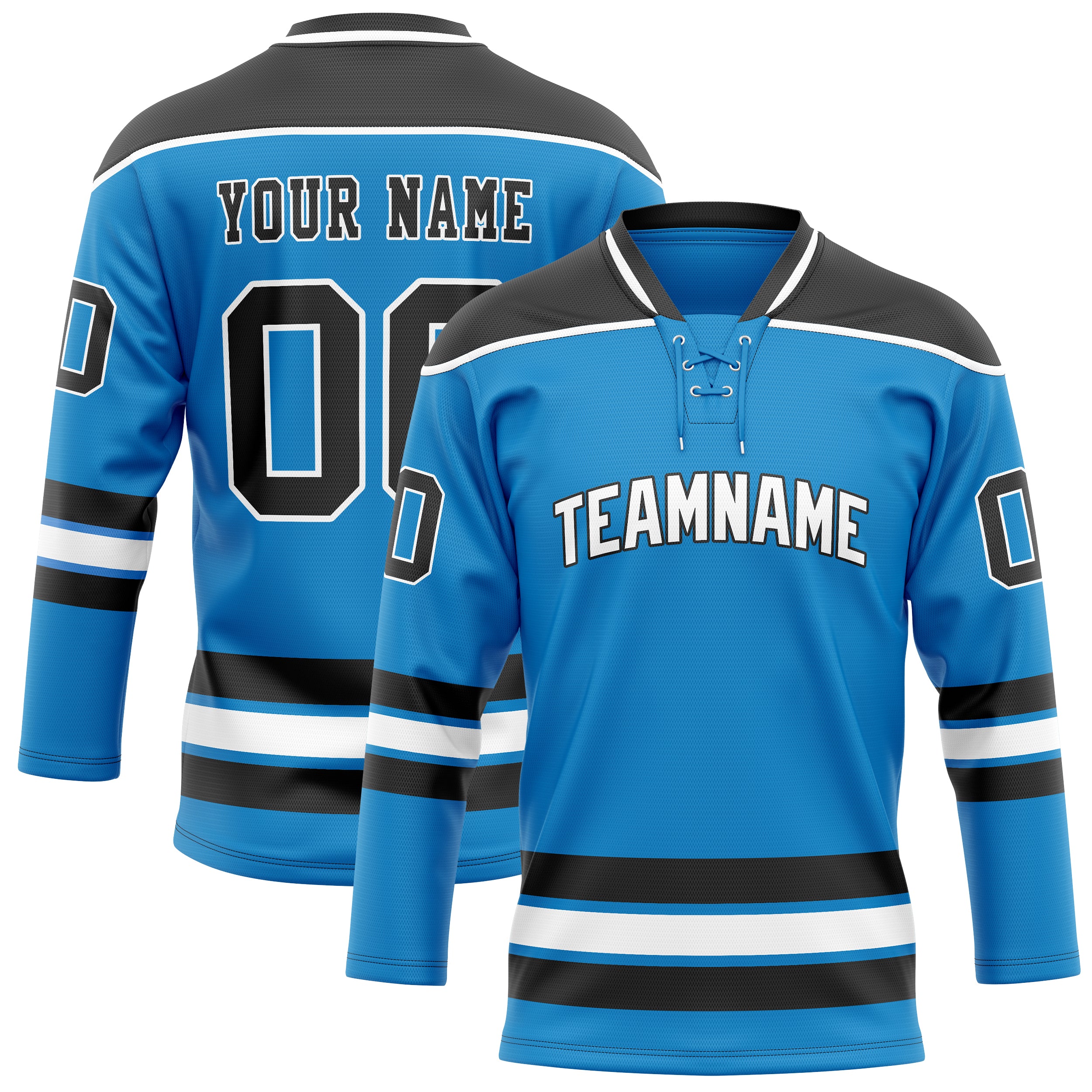 Personalized Blue & Black Solid Colour Hockey Jersey