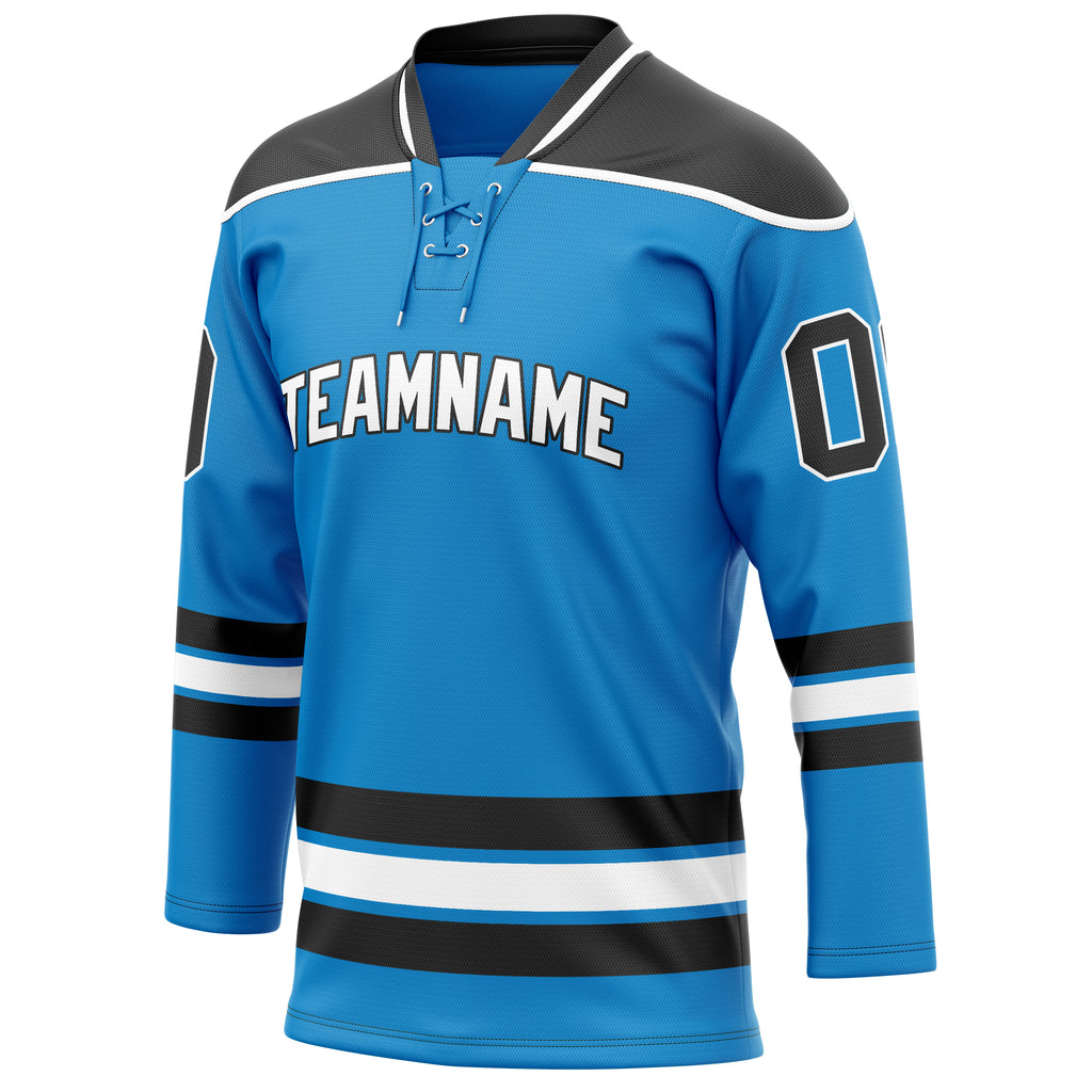Personalized Blue & Black Solid Colour Hockey Jersey