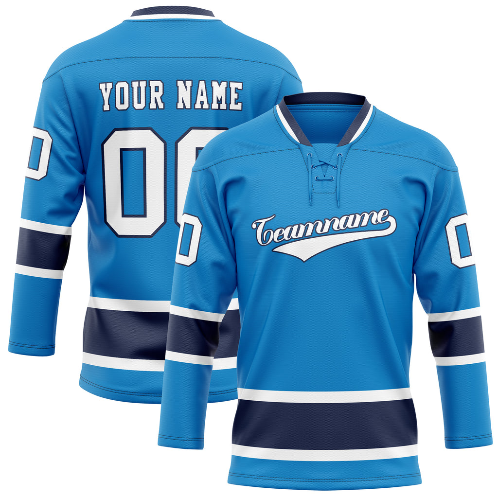 Personalized Blue & Navy Solid Colour Hockey Jersey