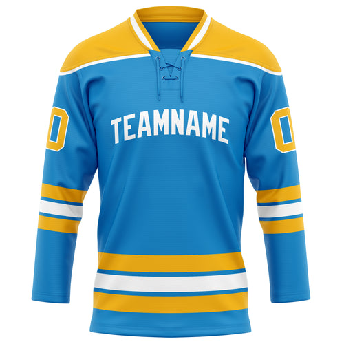 Personalized Blue & Gold Solid Colour Hockey Jersey