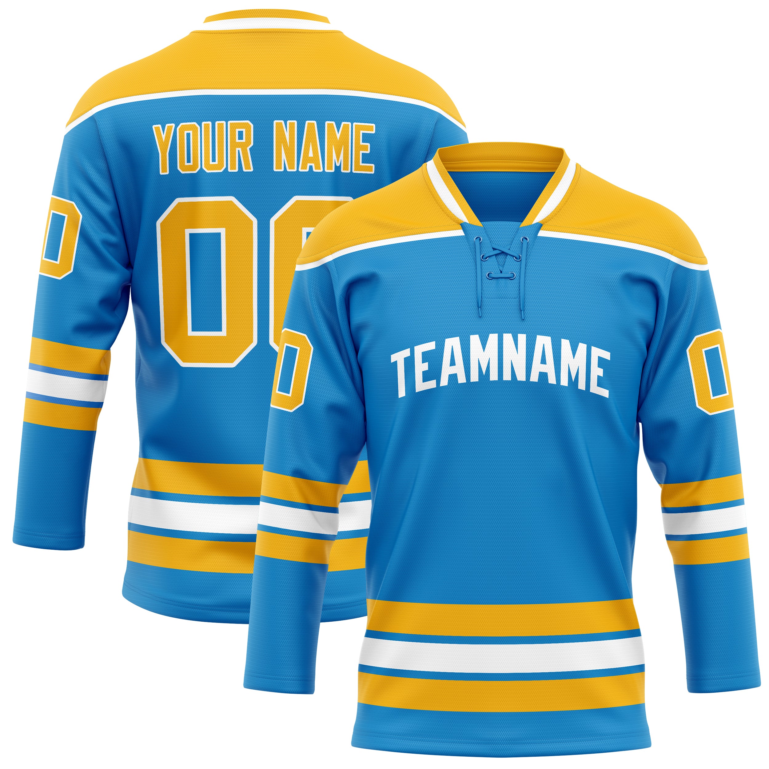 Personalized Blue & Gold Solid Colour Hockey Jersey