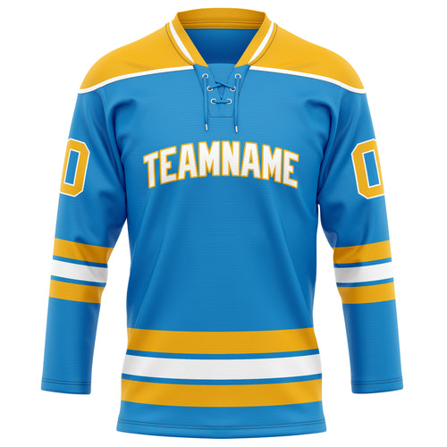 Personalized Blue & Gold Solid Colour Hockey Jersey