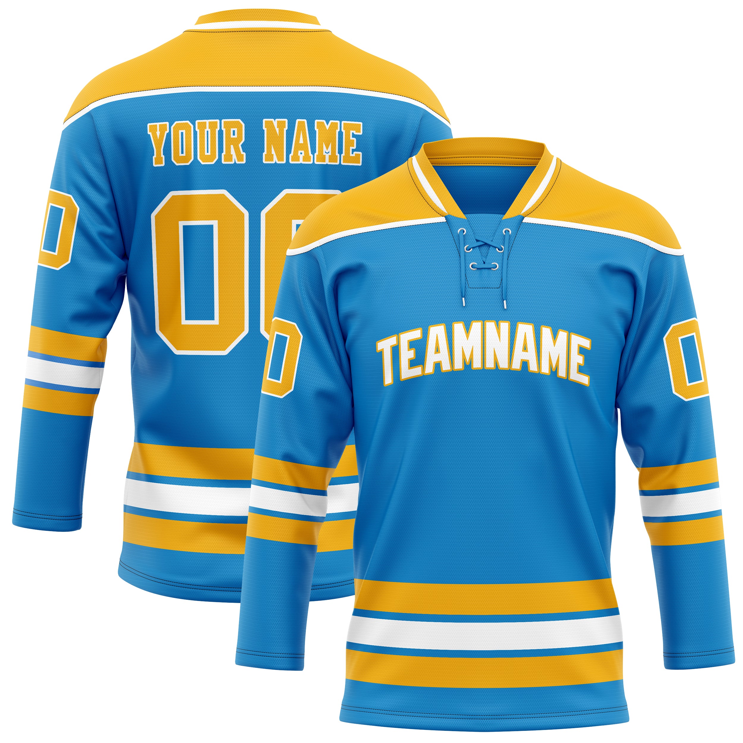 Personalized Blue & Gold Solid Colour Hockey Jersey