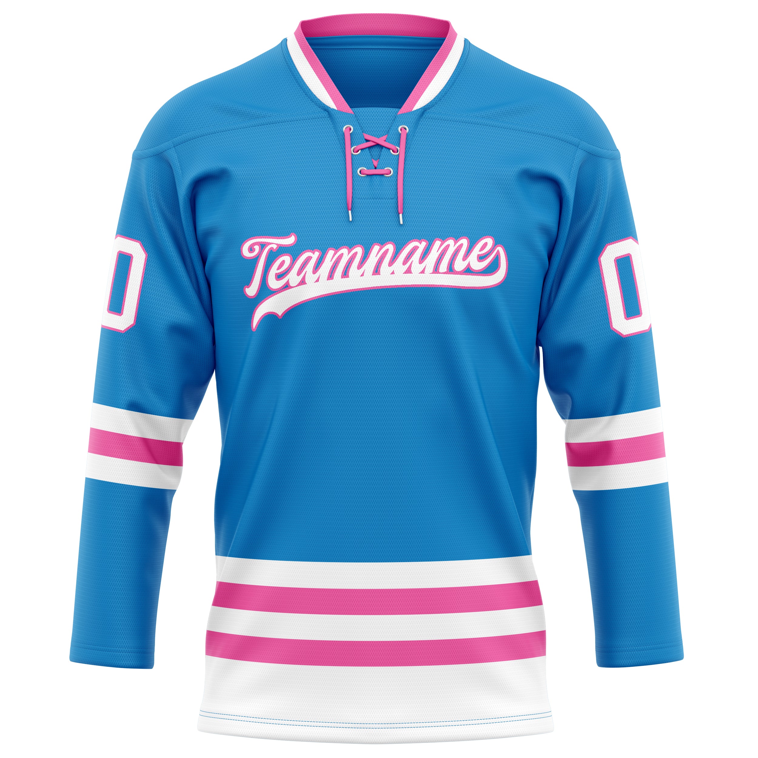 Personalized Blue & Pink Solid Colour Hockey Jersey