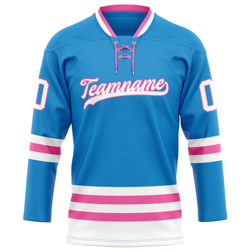 Personalized Blue & Pink Solid Colour Hockey Jersey