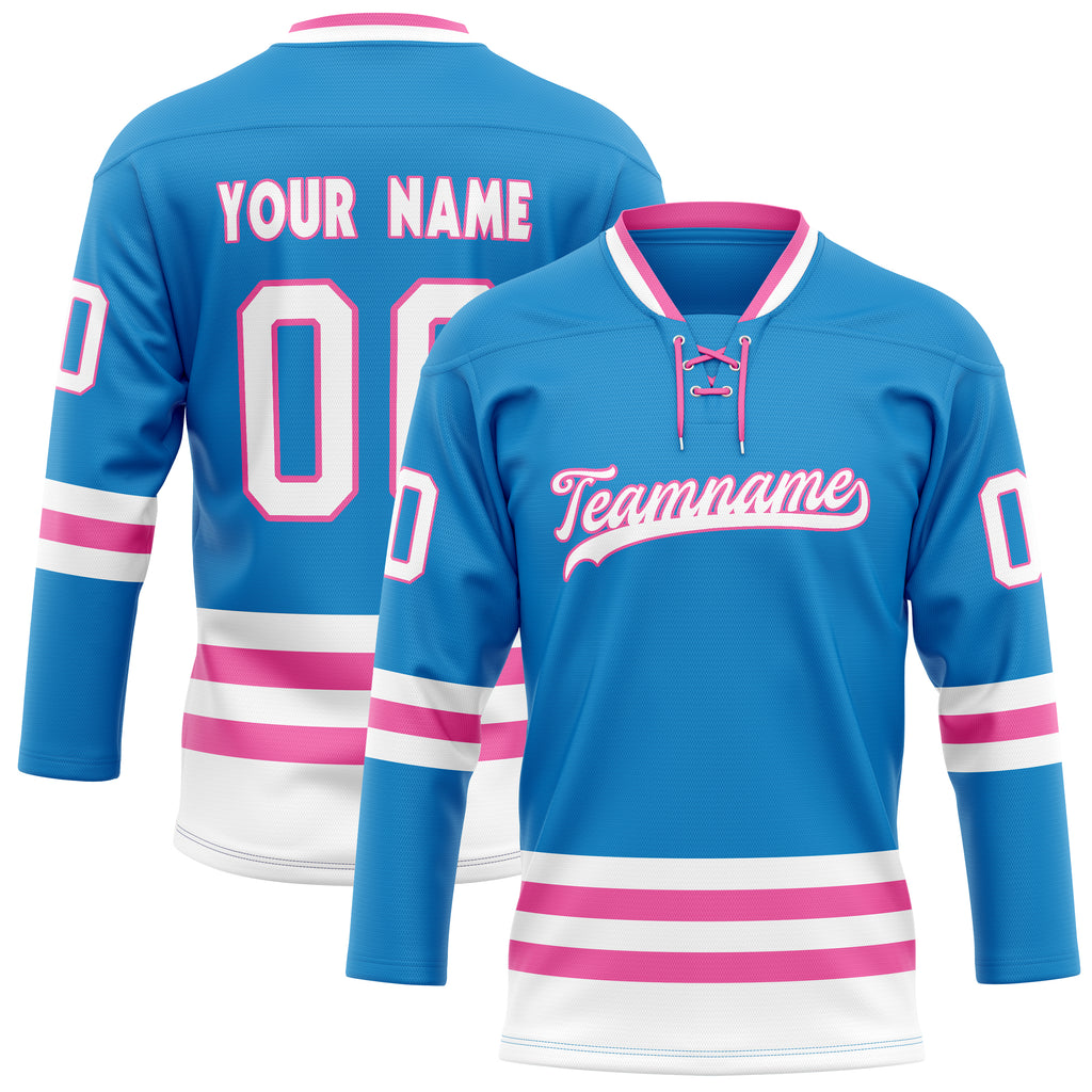 Personalized Blue & Pink Solid Colour Hockey Jersey