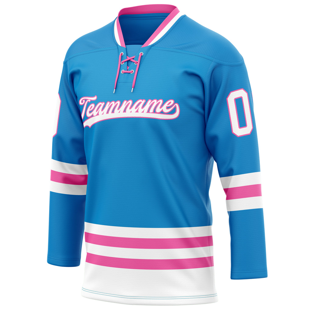 Personalized Blue & Pink Solid Colour Hockey Jersey