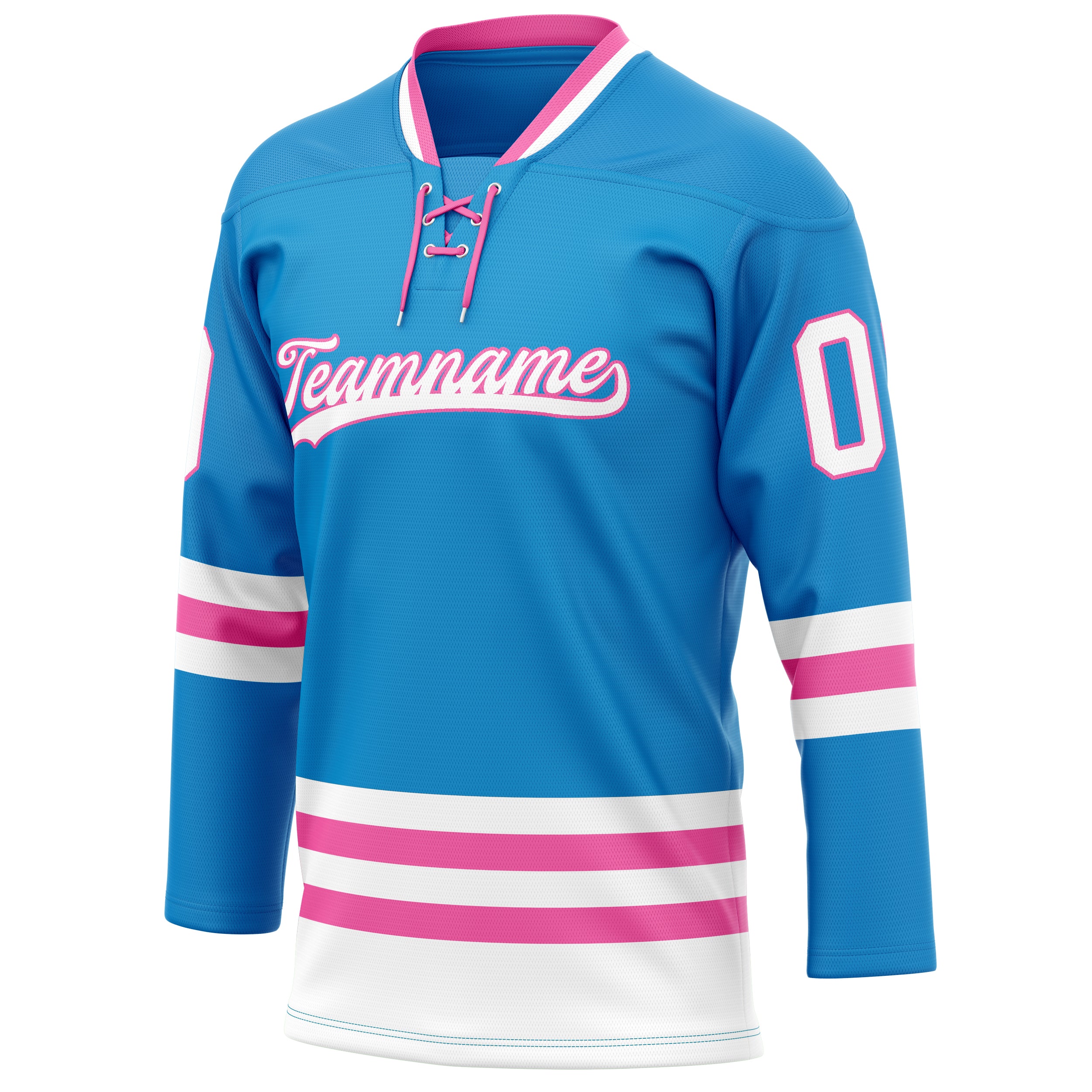 Personalized Blue & Pink Solid Colour Hockey Jersey
