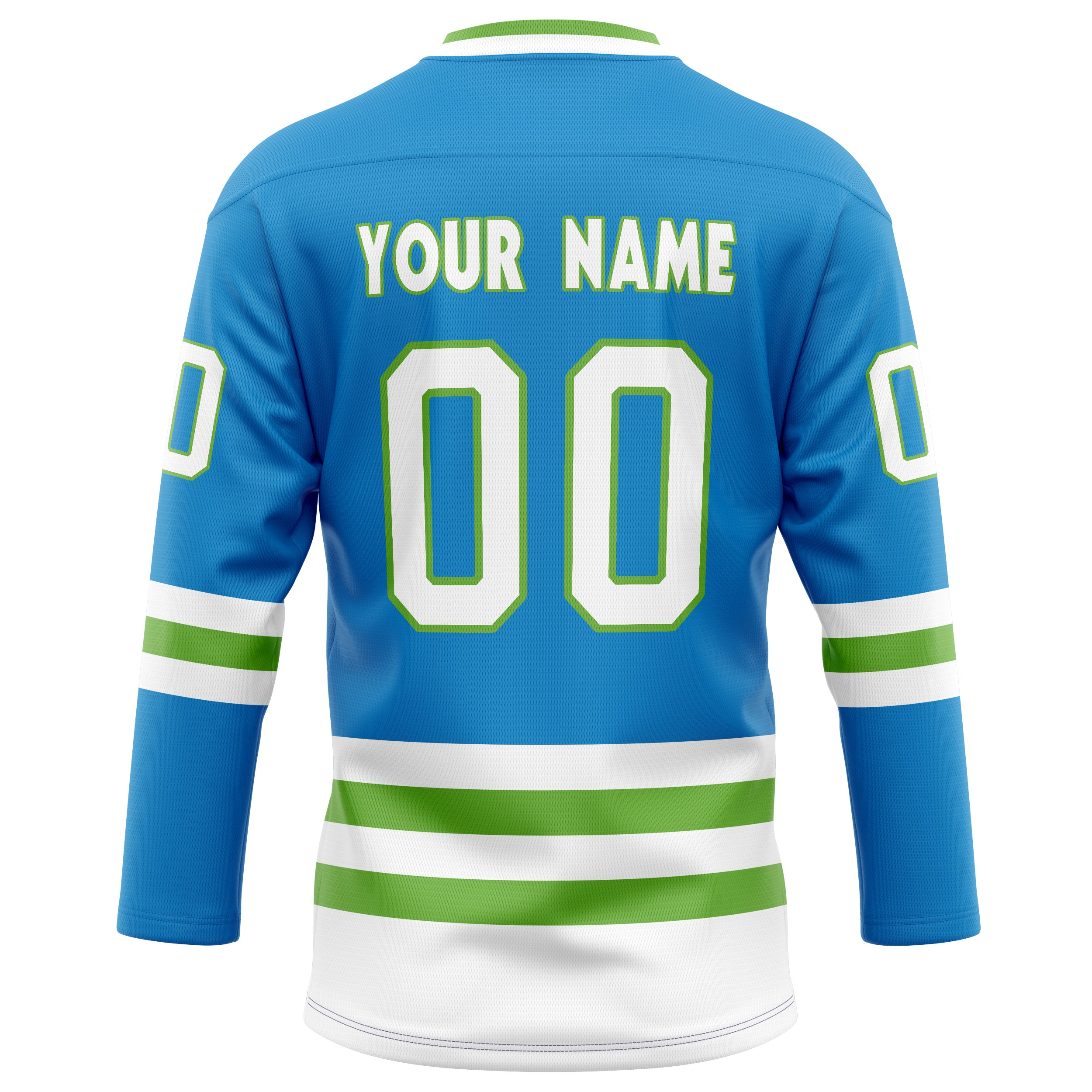 Personalized Blue & Neon Green Solid Colour Hockey Jersey