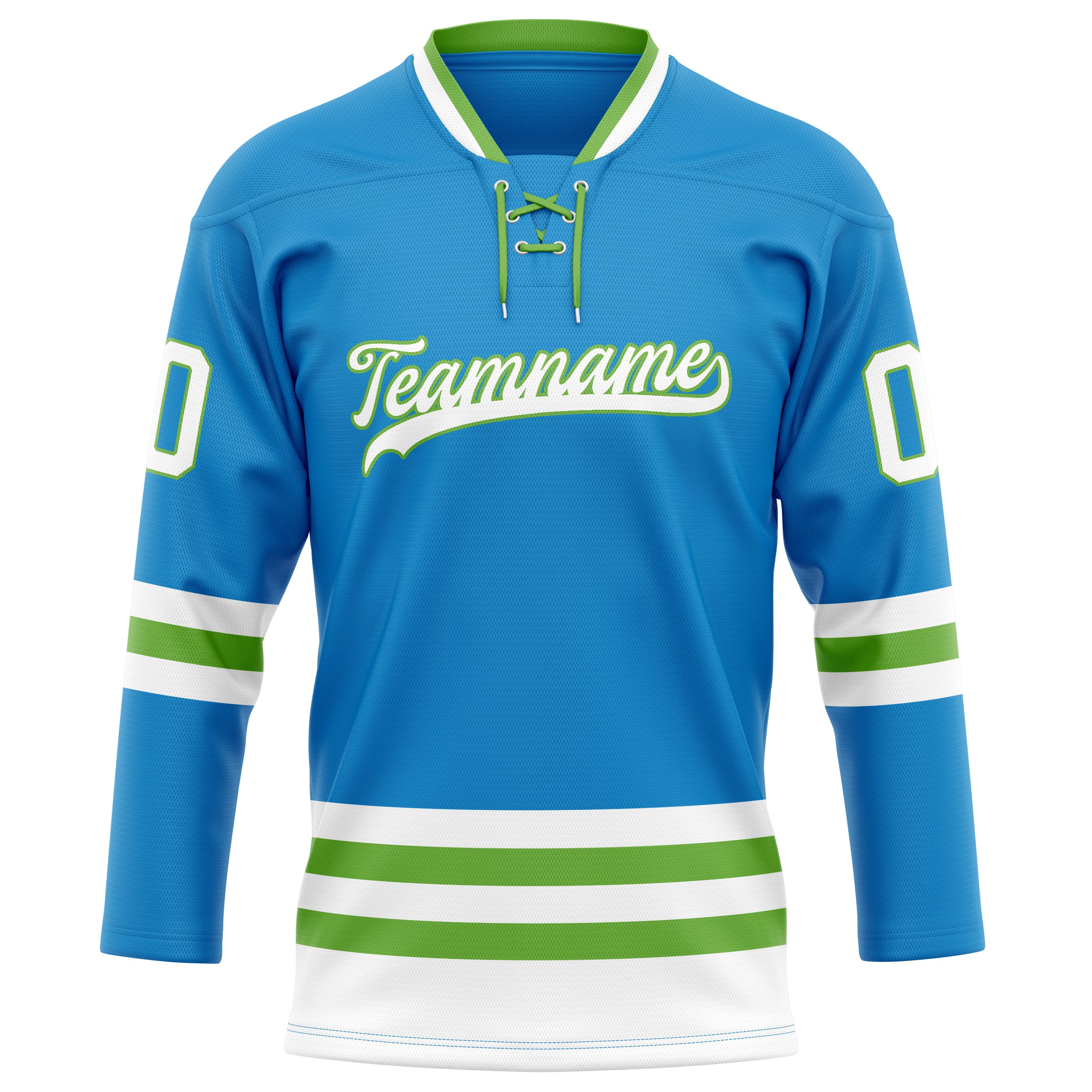 Personalized Blue & Neon Green Solid Colour Hockey Jersey