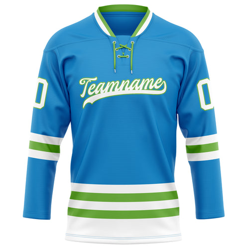 Personalized Blue & Neon Green Solid Colour Hockey Jersey