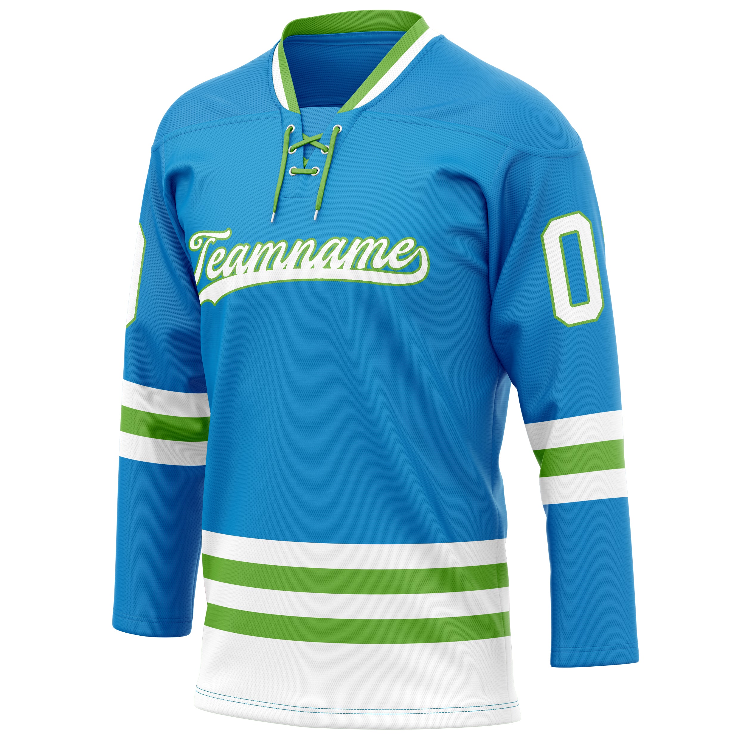 Personalized Blue & Neon Green Solid Colour Hockey Jersey