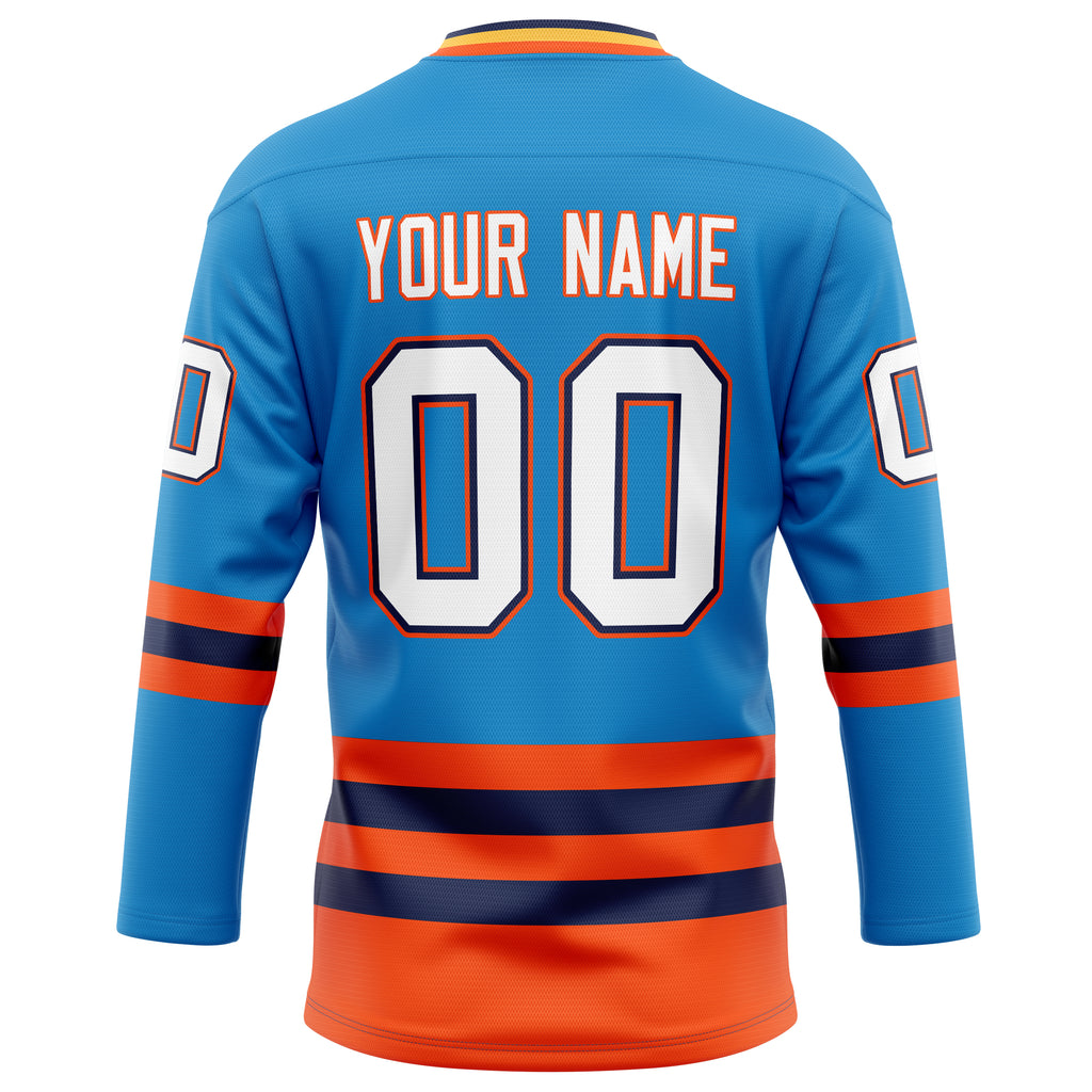 Personalized Blue & Orange Solid Colour Hockey Jersey