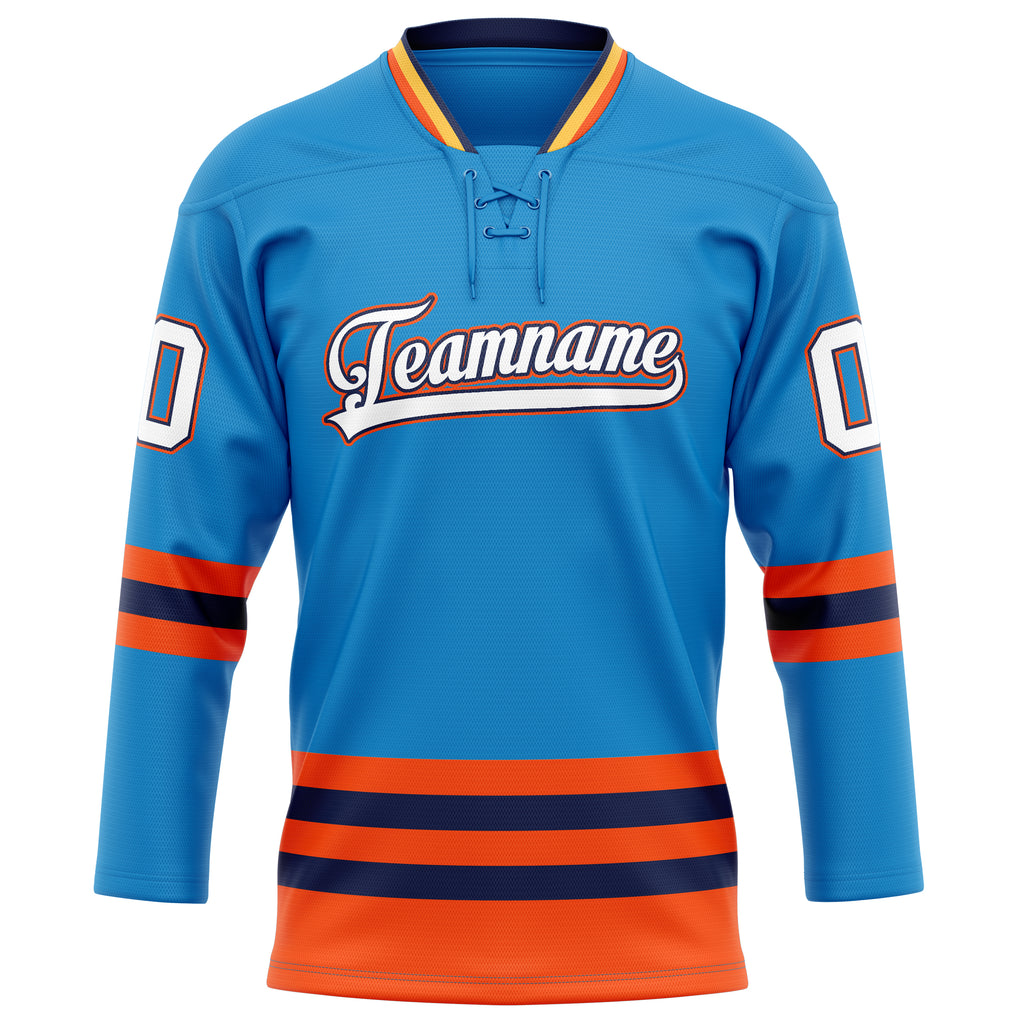 Personalized Blue & Orange Solid Colour Hockey Jersey
