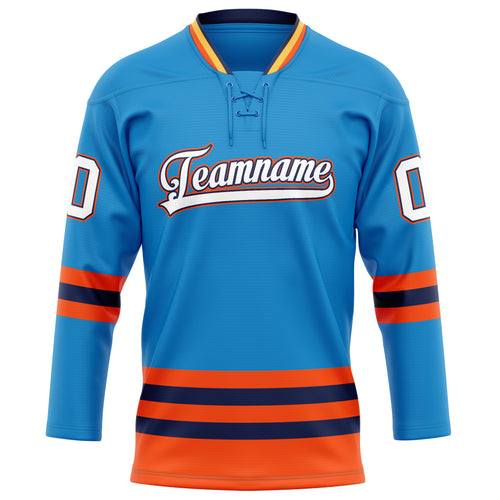 Personalized Blue & Orange Solid Colour Hockey Jersey
