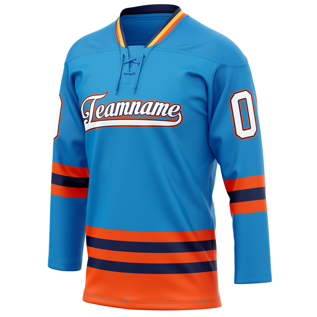 Personalized Blue & Orange Solid Colour Hockey Jersey