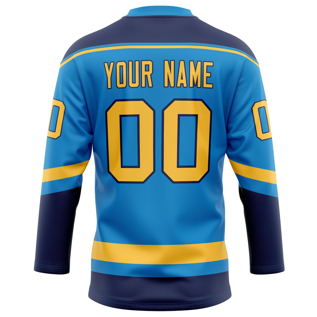 Personalized Blue & Gold Solid Colour Hockey Jersey