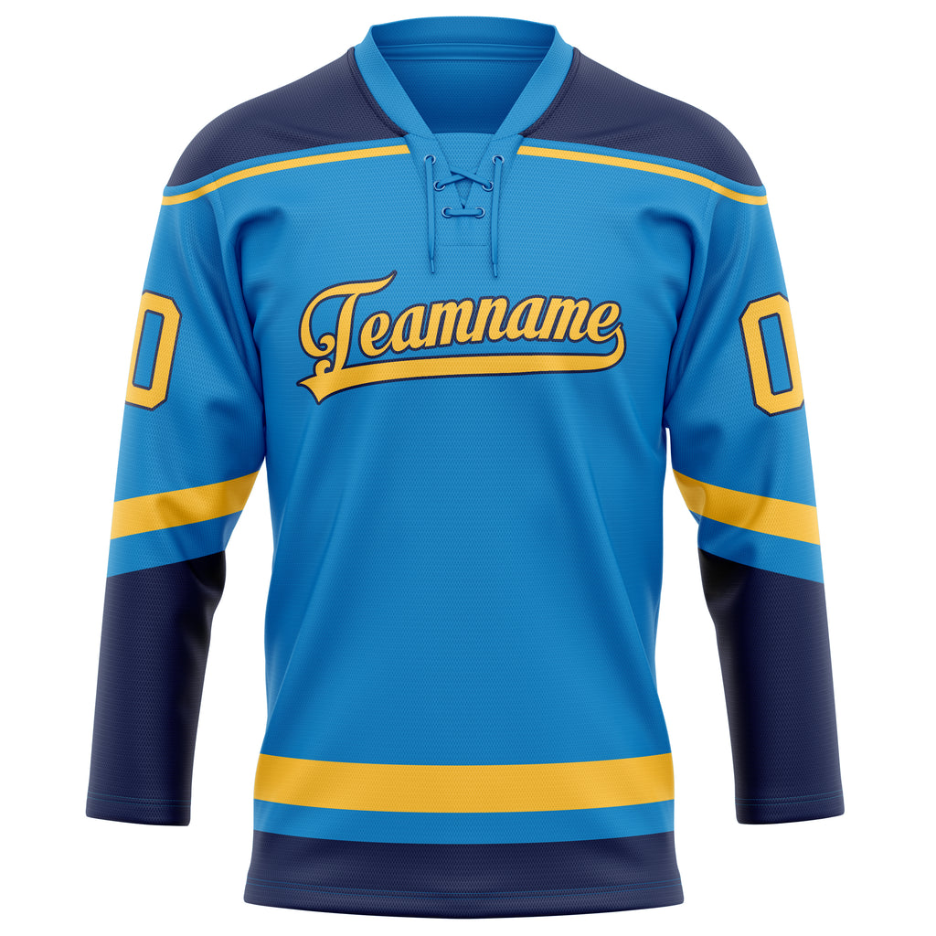 Personalized Blue & Gold Solid Colour Hockey Jersey