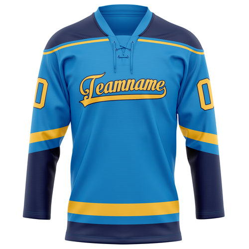 Personalized Blue & Gold Solid Colour Hockey Jersey