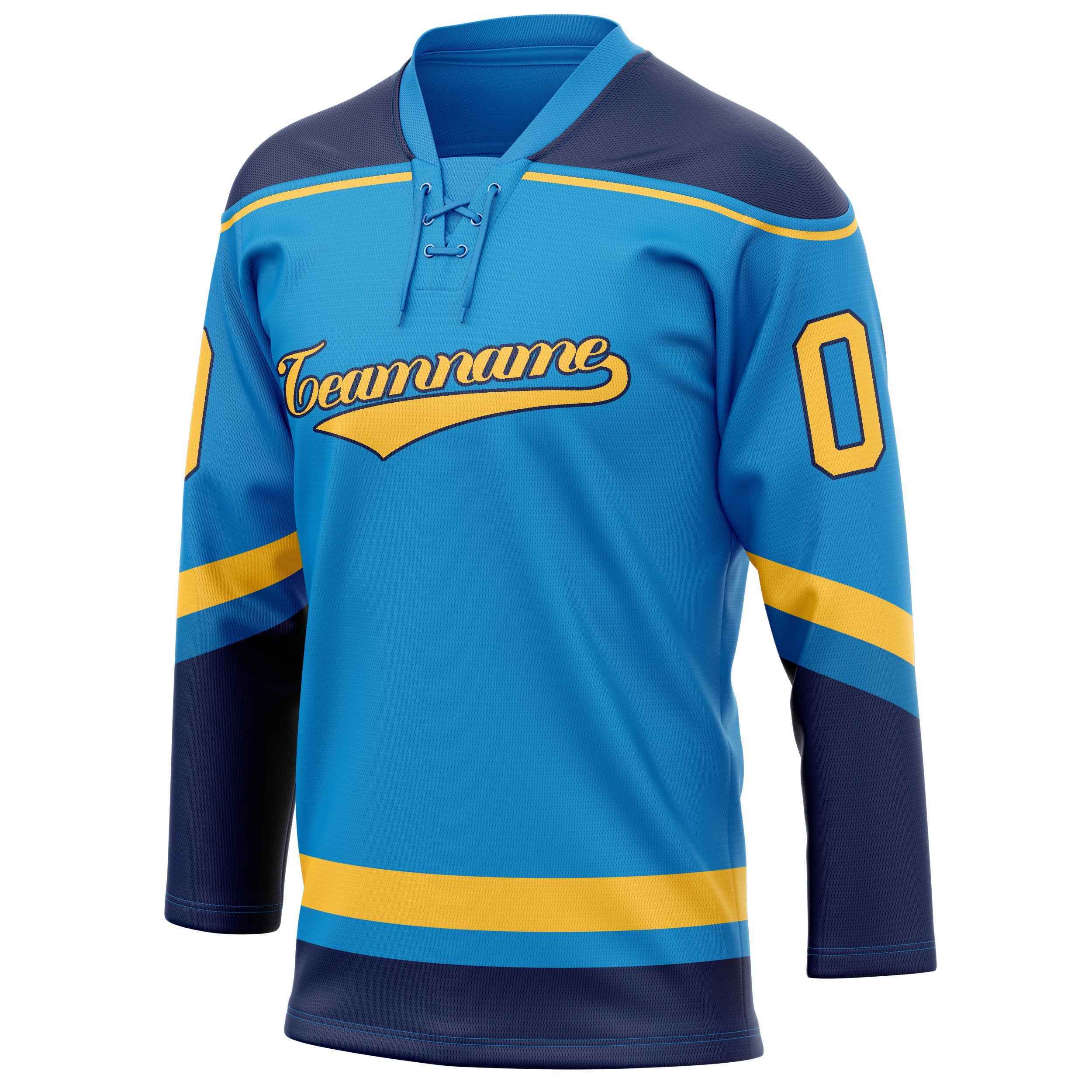 Personalized Blue & Gold Solid Colour Hockey Jersey