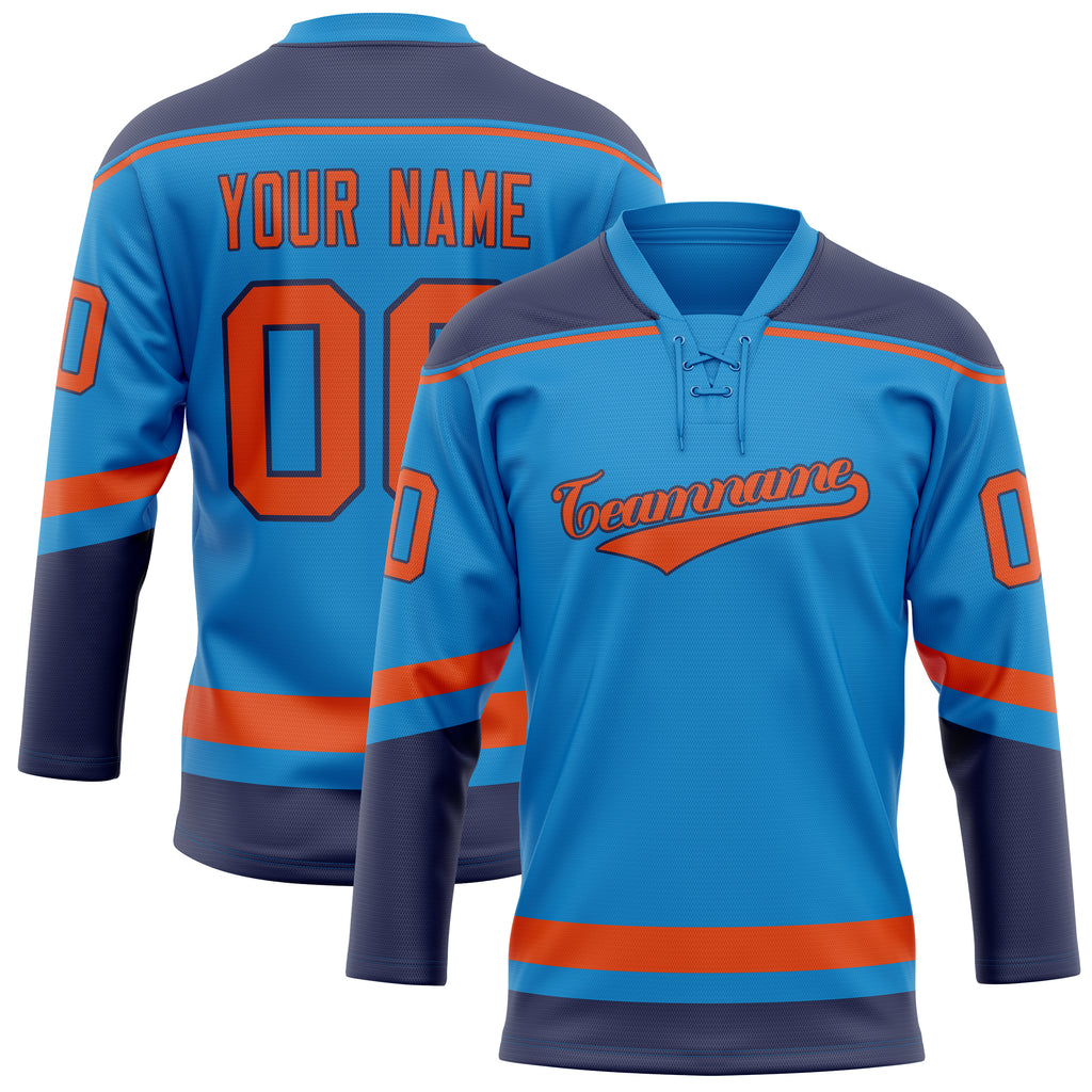 Personalized Blue & Red Solid Colour Hockey Jersey